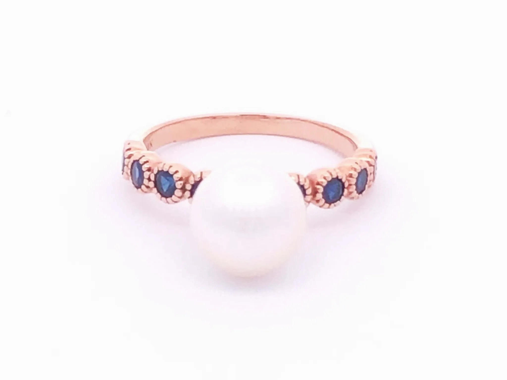 White Pearl Sapphire Ring in 14k Rose Gold