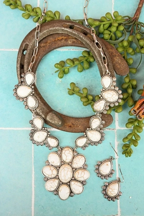 White Stone Creek Necklace and Earring Set texture-rose-gold  