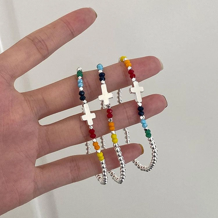 Whole Body 925 Pure Rainbow Cross Bracelet