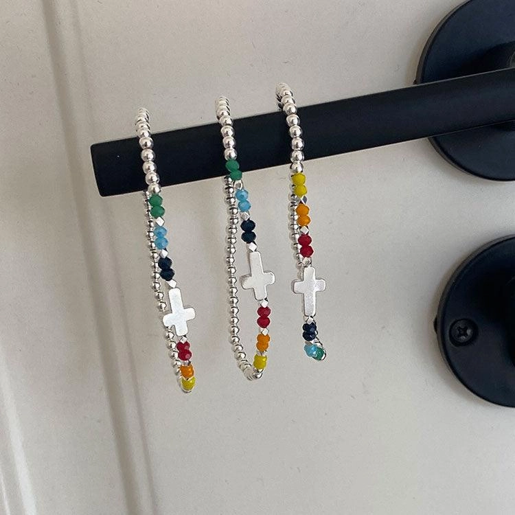 Whole Body 925 Pure Rainbow Cross Bracelet