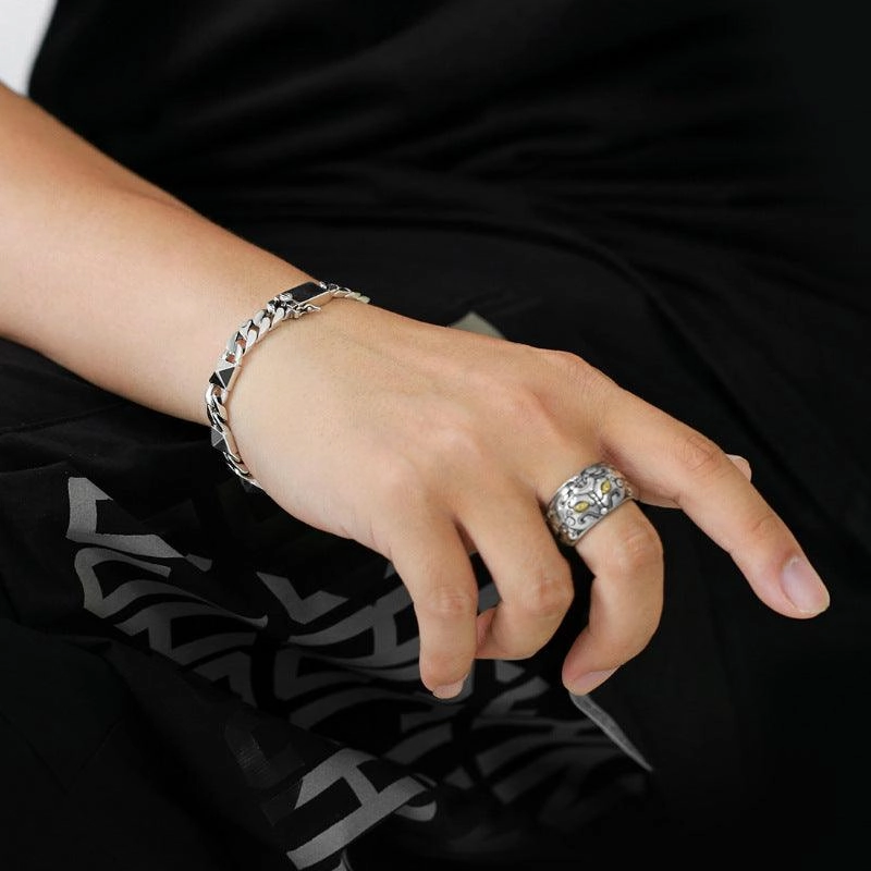 Wind Willow Nail Fashion Cuban Bracelet Hip Hop Street Personality Safety Buckle
