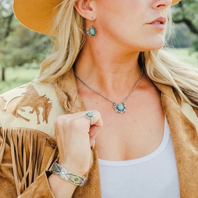 Within Luck Turquoise Horseshoe Ring texture-rose-gold  