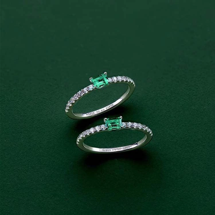 Women's 20-point Square S925 Sterling Silver Ring