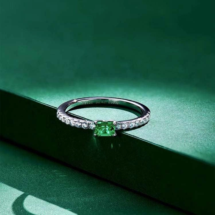 Women's 20-point Square S925 Sterling Silver Ring