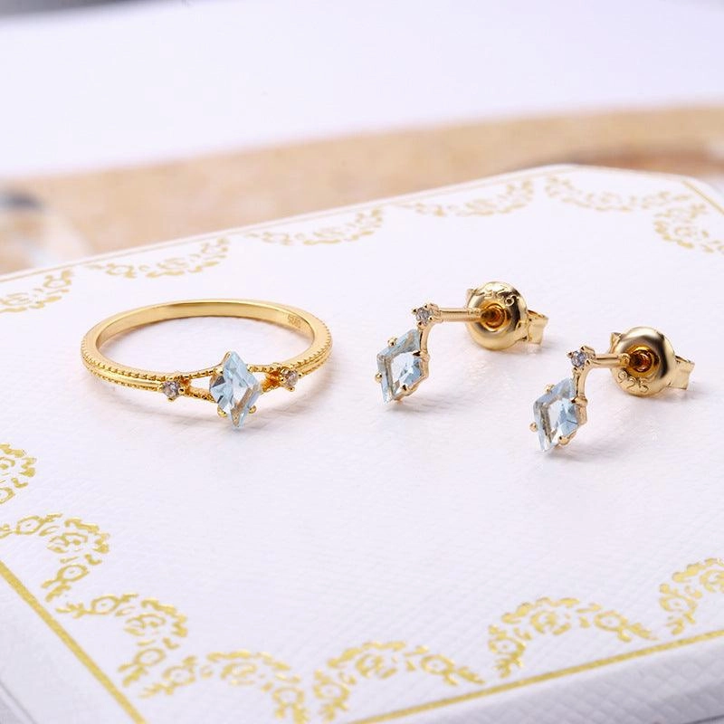 Women's Blue Topaz Diamond Earrings