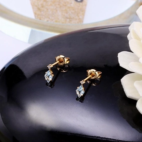 Women's Blue Topaz Diamond Earrings 