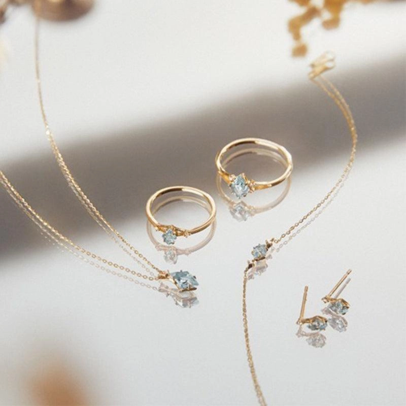 Women's Blue Topaz Diamond Earrings