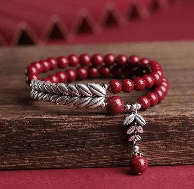Women's Cinnabar Silver Ear Double Loop Bracelet