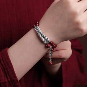 Women's Cinnabar Silver Ear Double Loop Bracelet 