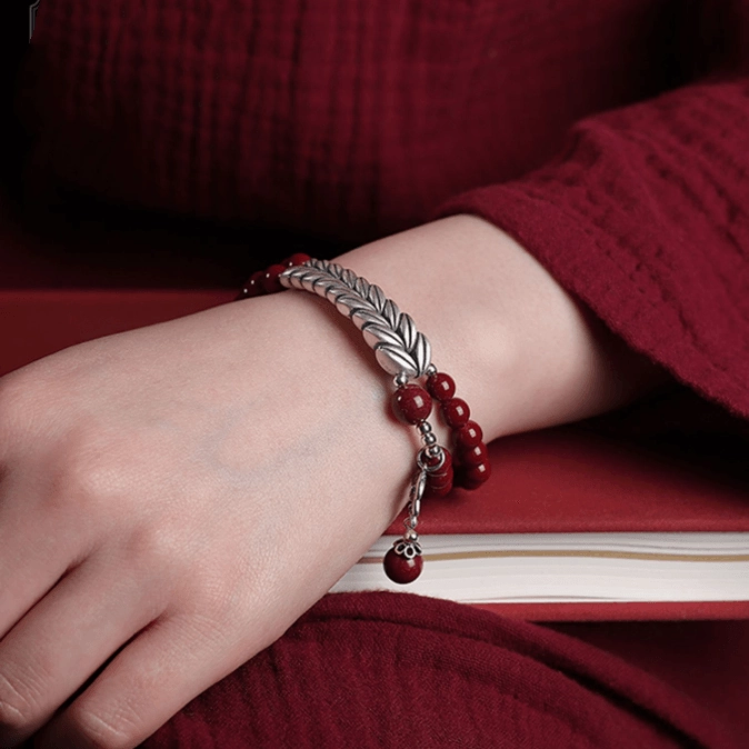 Women's Cinnabar Silver Ear Double Loop Bracelet