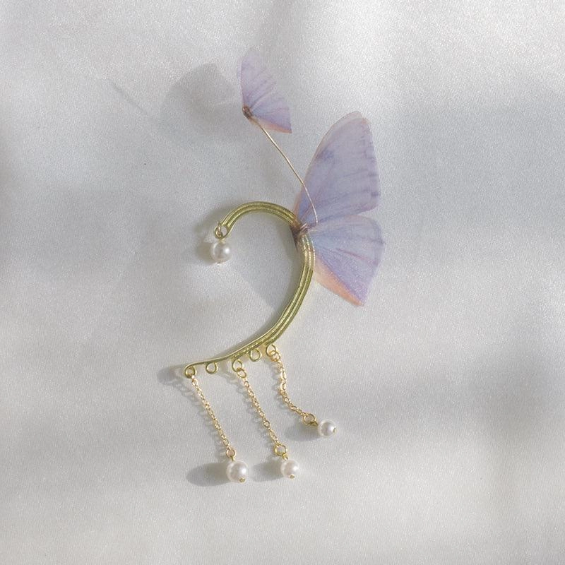 Women's Crystal Pearl Flowing Butterfly Earrings