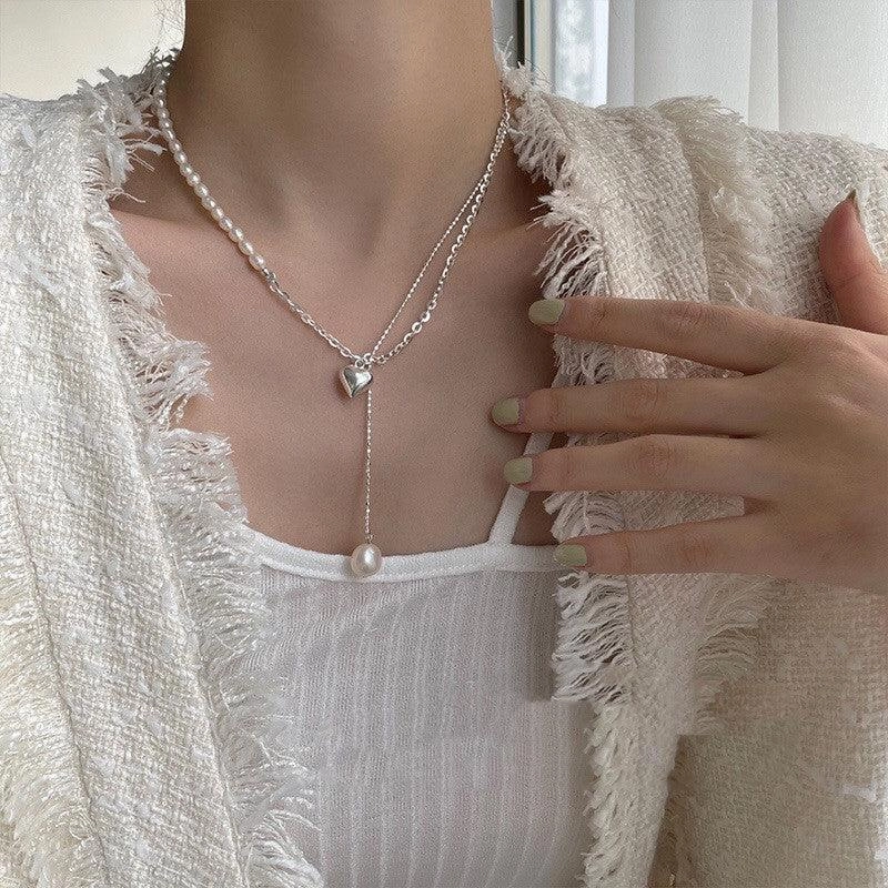 Women's Fashion Asymmetric Pearl Pendant Necklace