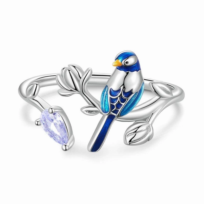 Women's Fashion Blue Bird Stud Ring