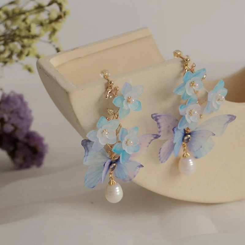 Women's Fashion Butterfly Flower Shape Earrings 