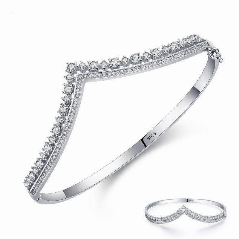 Women's Fashion Silver V-Shaped Crown Bracelet