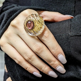 Women's Fashion Simple Clashing Color Lucite Ring 