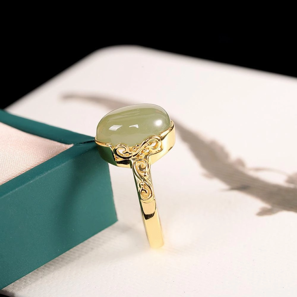 Women's Fashion Simple Hetian Jade Ring