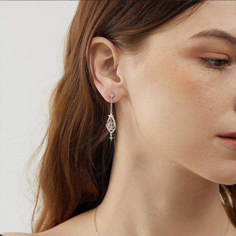 Women's Fashion Simple Niche Long Silver Pin Earrings