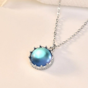 Women's Fashion Simple Sterling Silver Moonstone Pendant Necklace 