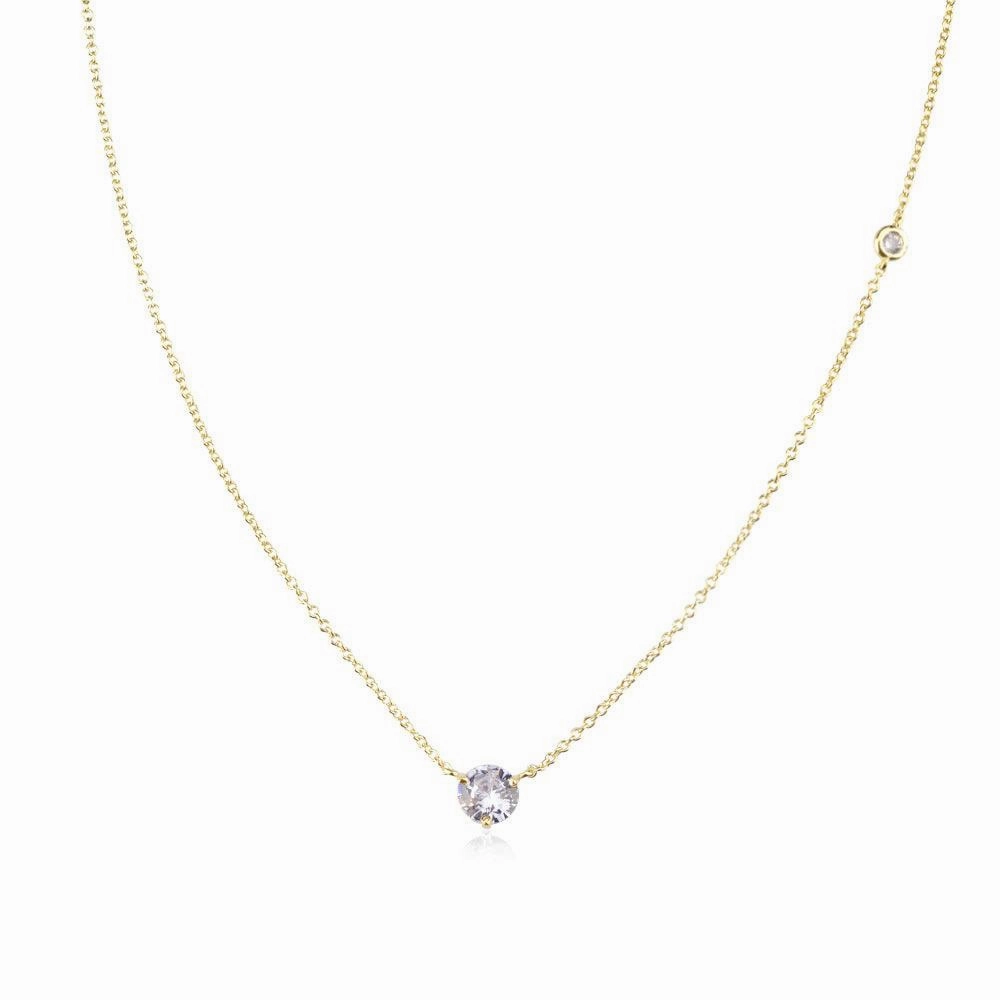 Women's Fashion Simple Sterling Silver Round Zirconia Pendant Necklace