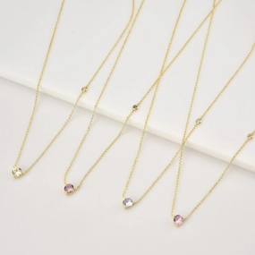 Women's Fashion Simple Sterling Silver Round Zirconia Pendant Necklace 