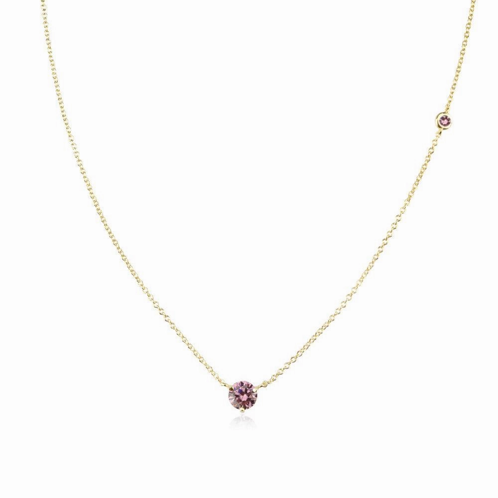 Women's Fashion Simple Sterling Silver Round Zirconia Pendant Necklace