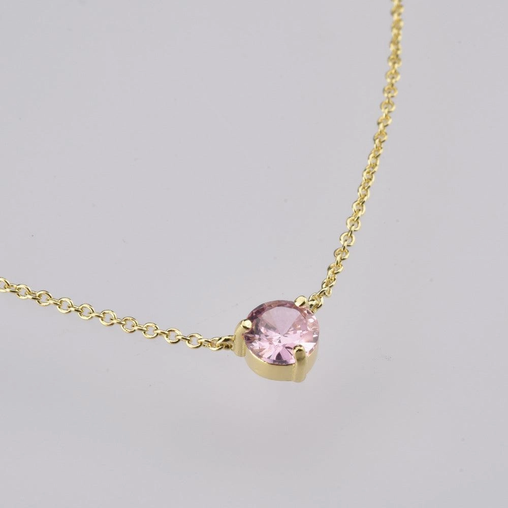 Women's Fashion Simple Sterling Silver Round Zirconia Pendant Necklace
