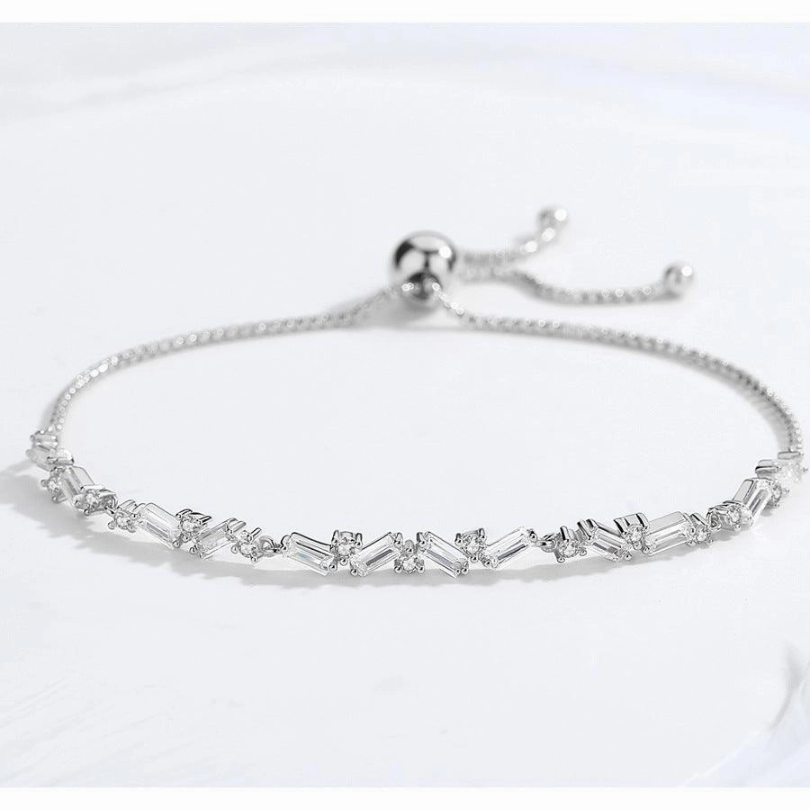Women's Fashion Sterling Silver Bracelet With Zirconia Stones