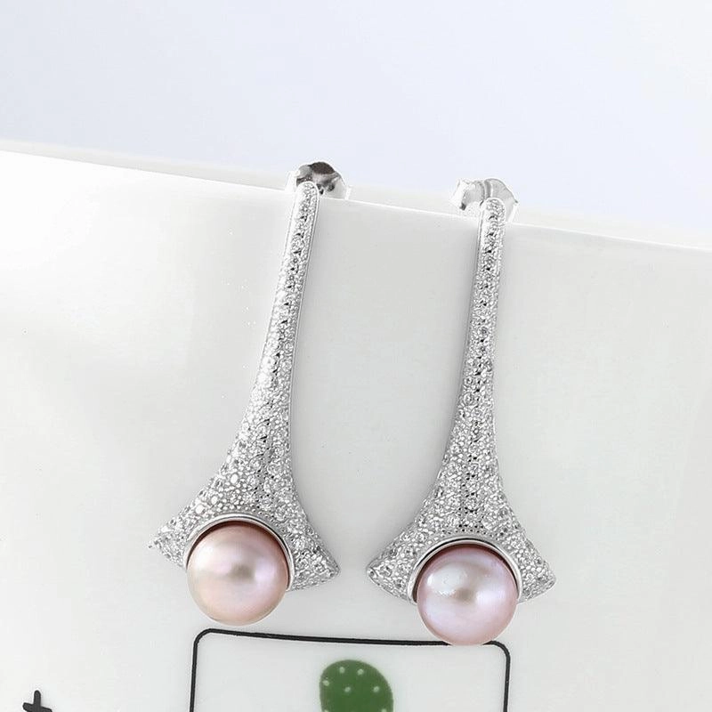 Women's Fashion Sterling Silver Natural Pearl Earrings