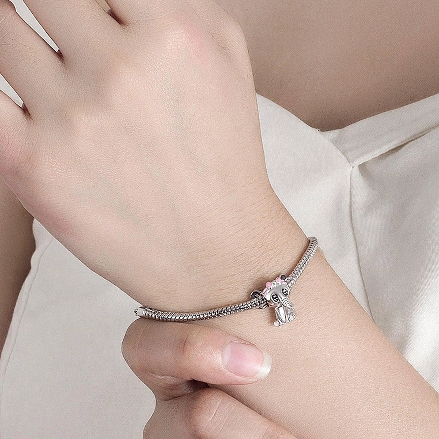 Women's Fashion Sterling Silver Snake Bone Bracelet 