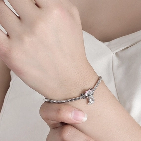 Women's Fashion Sterling Silver Snake Bone Bracelet 
