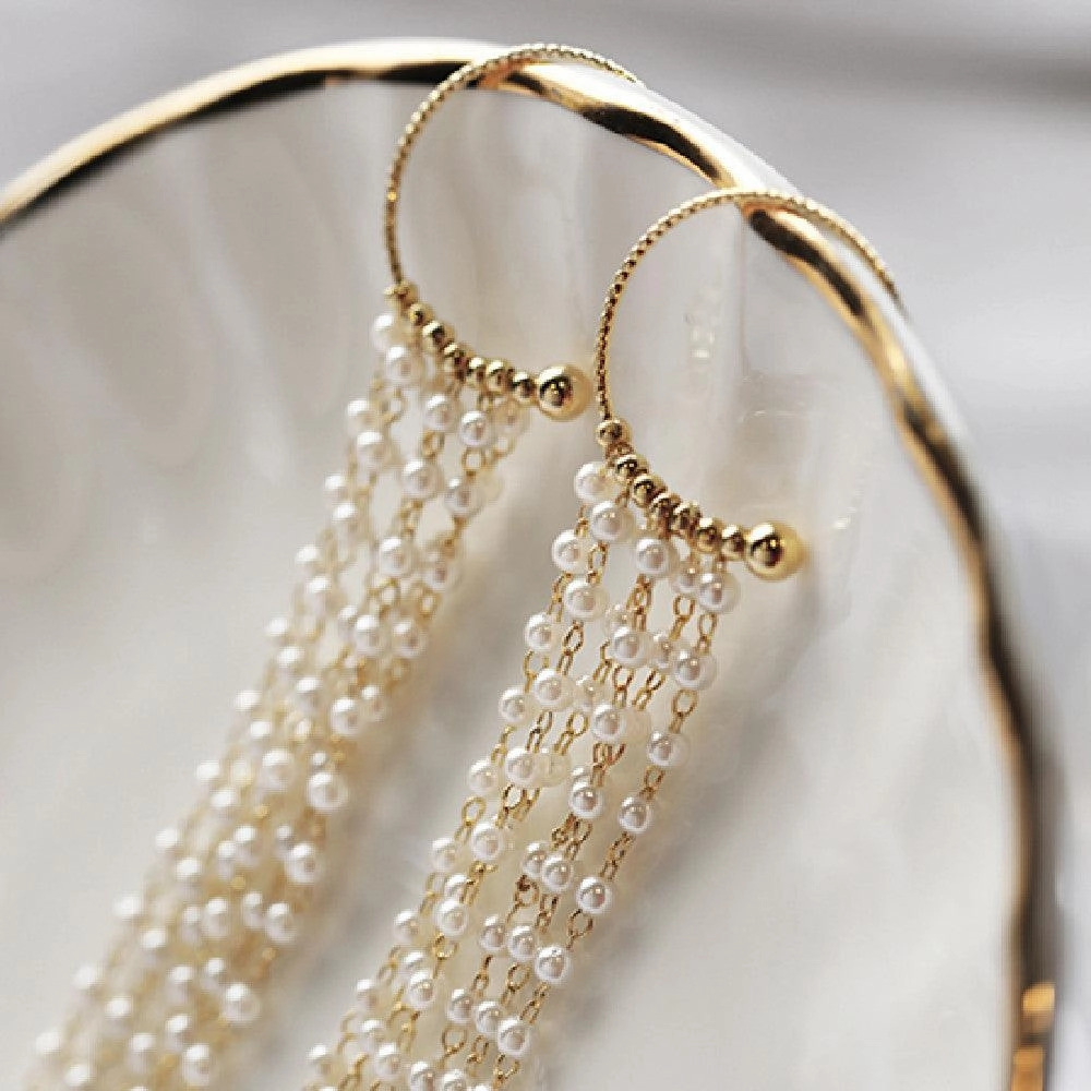 Women's Fashion Tassel Pearl Earrings