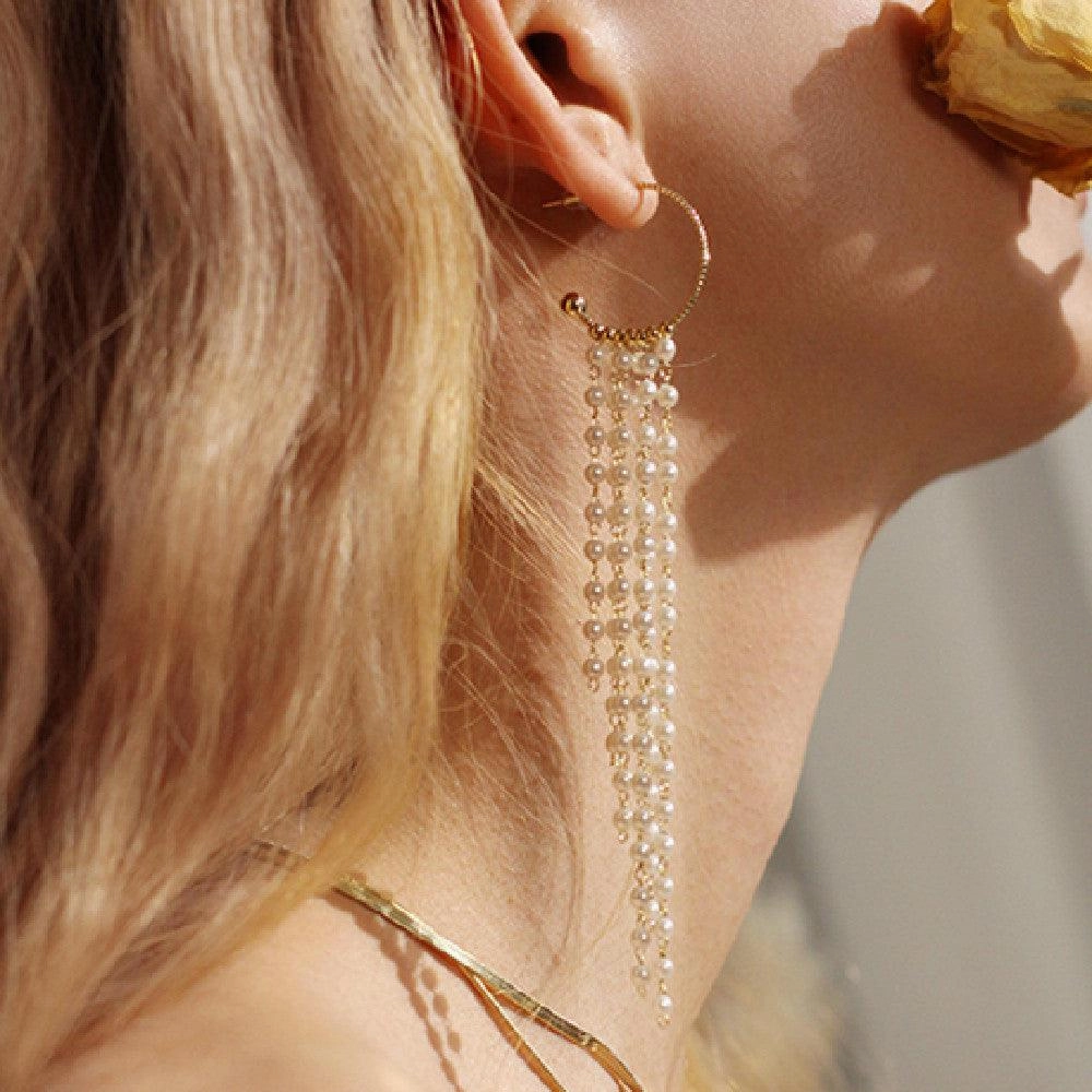 Women's Fashion Tassel Pearl Earrings 