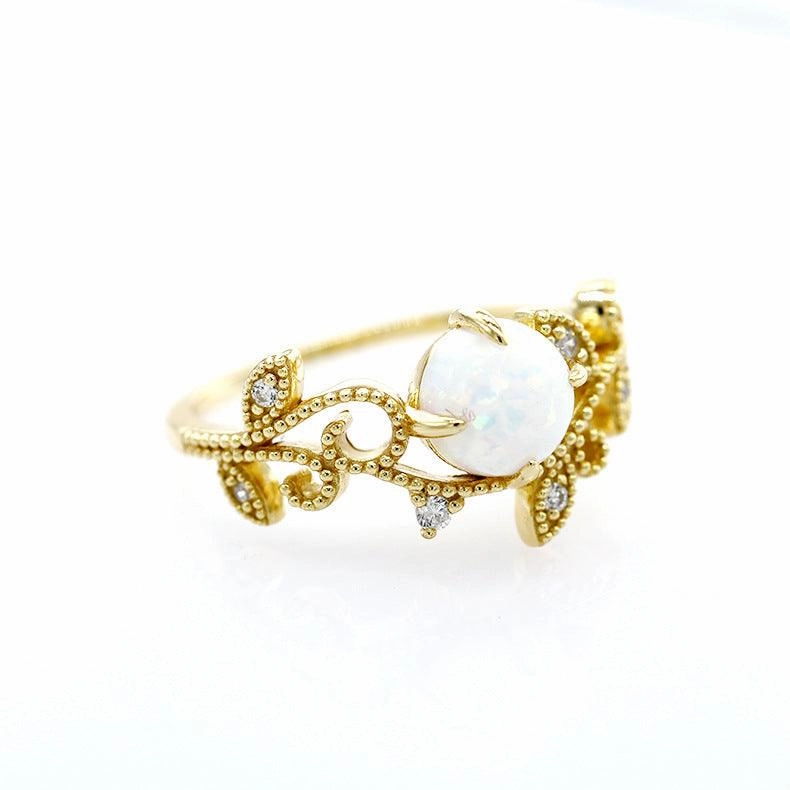 Women's Fashion Vine Opal Finger Ring Female