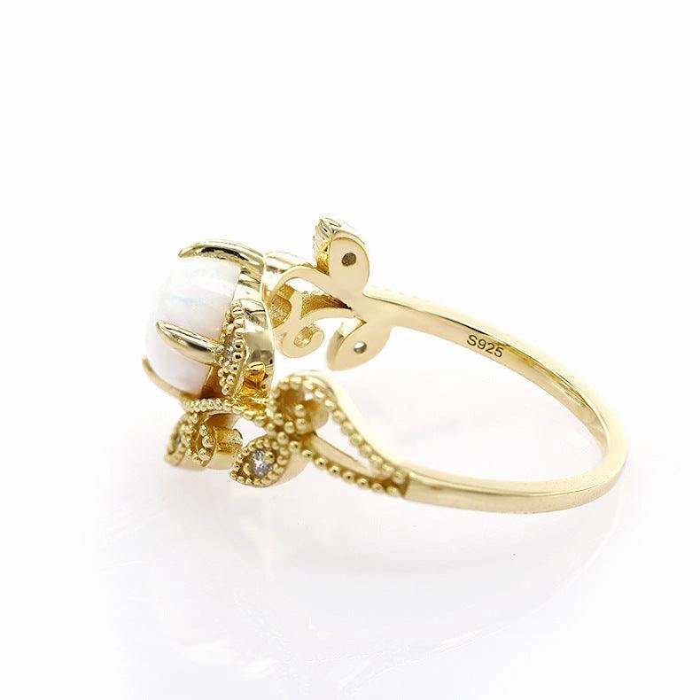 Women's Fashion Vine Opal Finger Ring Female