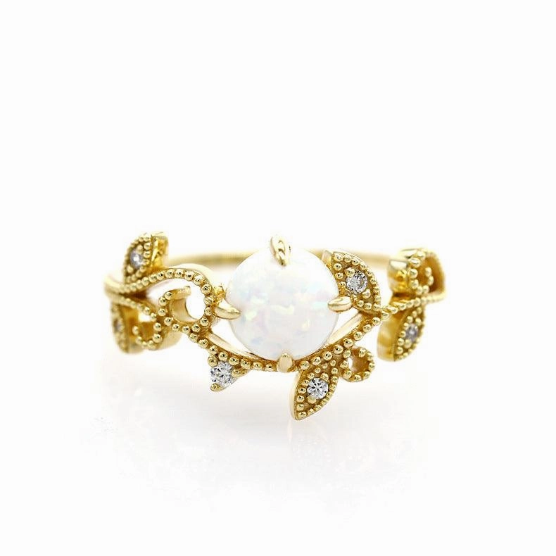 Women's Fashion Vine Opal Finger Ring Female