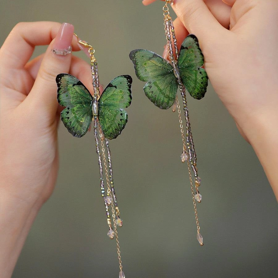Women's Fashion Vintage Extra Long Tassel Butterfly Earrings
