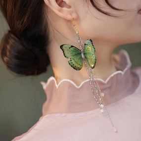 Women's Fashion Vintage Extra Long Tassel Butterfly Earrings 