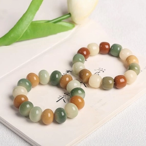 Women's Fashion White Jade Bodhi Root Hand Bracelet 