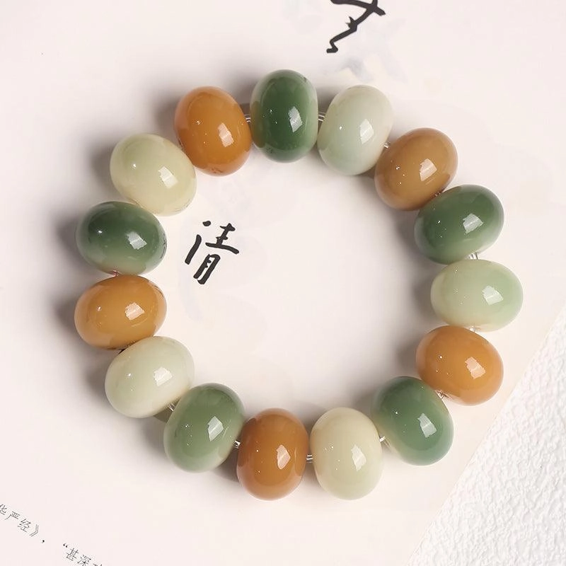 Women's Fashion White Jade Bodhi Root Hand Bracelet