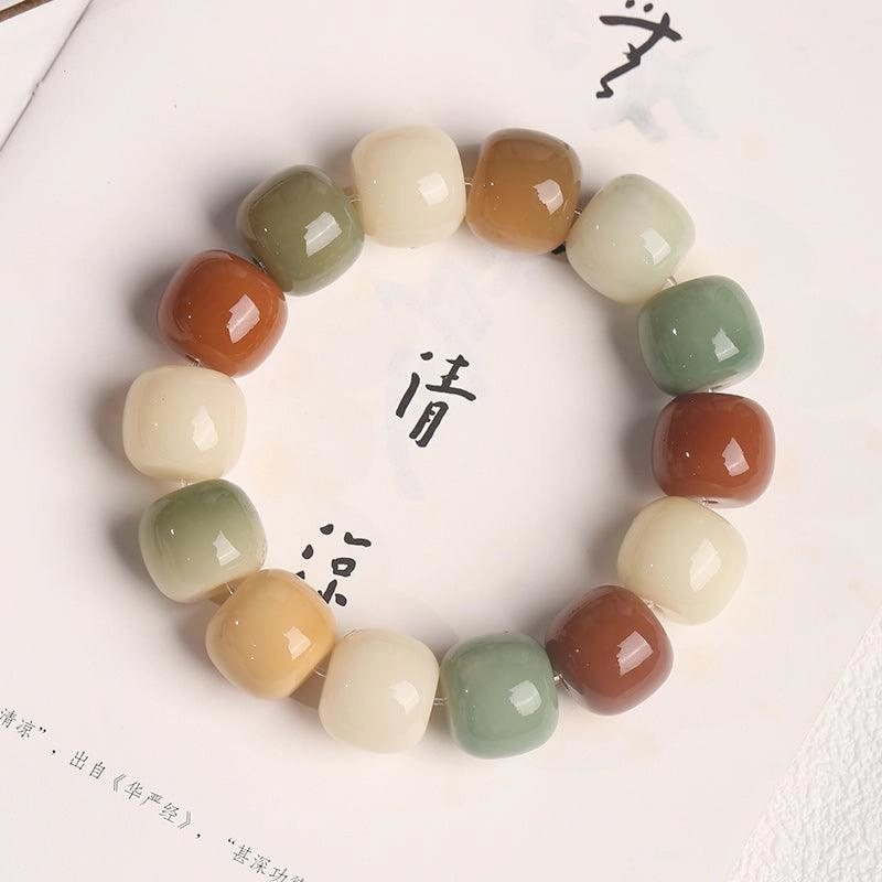 Women's Fashion White Jade Bodhi Root Hand Bracelet
