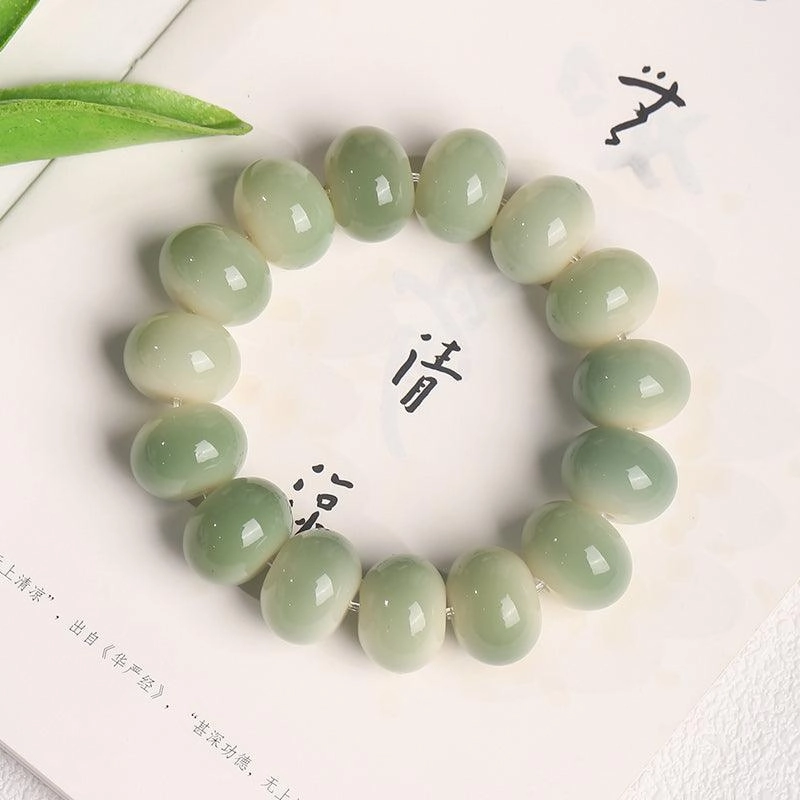 Women's Fashion White Jade Bodhi Root Hand Bracelet