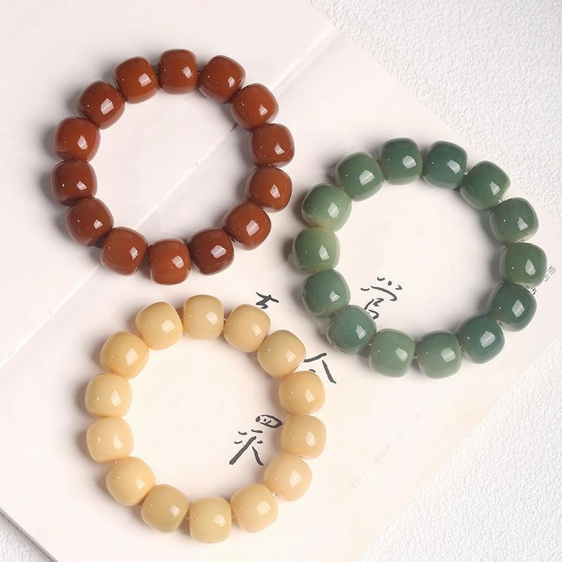 Women's Fashion White Jade Bodhi Root Hand Bracelet