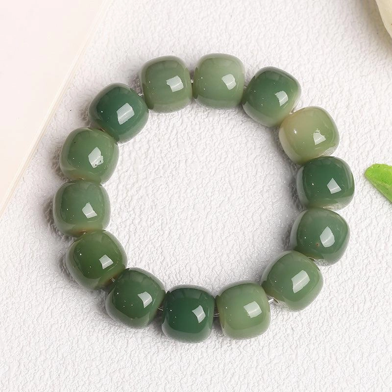 Women's Fashion White Jade Bodhi Root Hand Bracelet