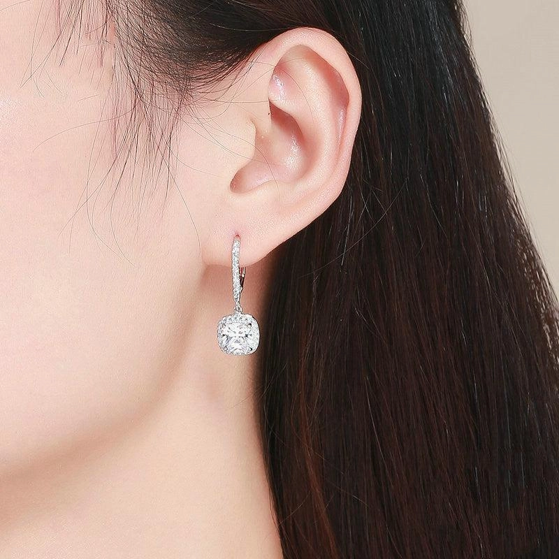 Women's Fashionable Long Personalised White Gold Plated Sterling Silver Stud Earrings 