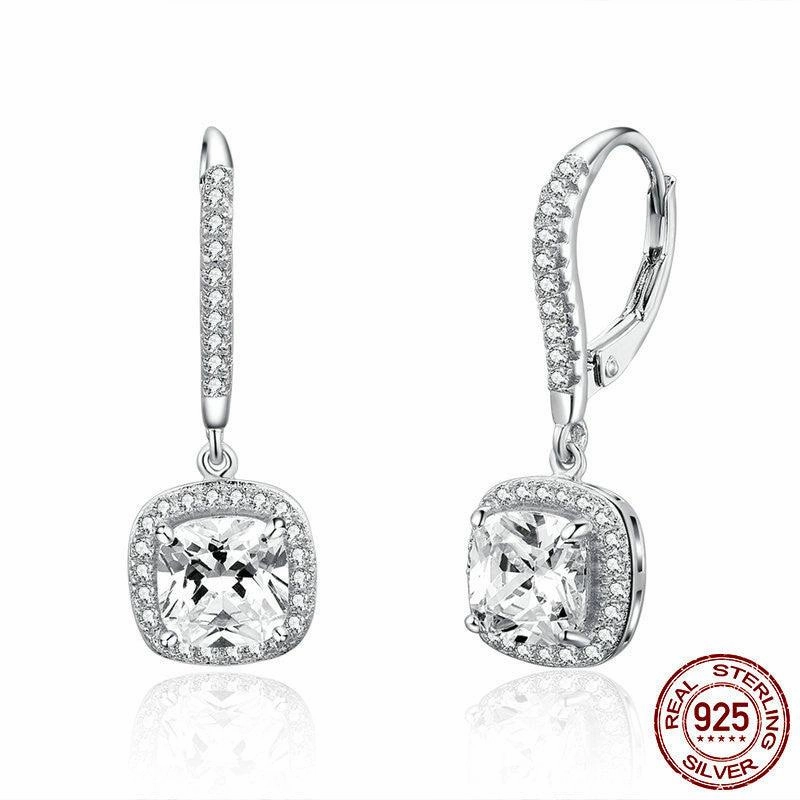 Women's Fashionable Long Personalised White Gold Plated Sterling Silver Stud Earrings