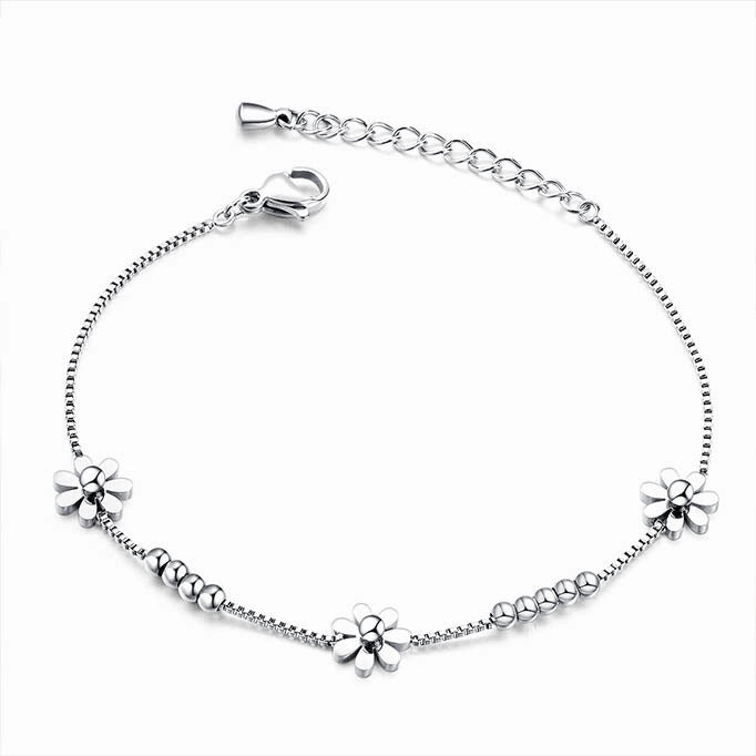 Women's Flower gem bracelet - silver hand-chain-bracelet  