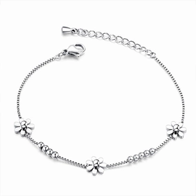 Women's Flower gem bracelet - silver hand-chain-bracelet  