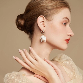 Women's Foreign Style White Petal Earrings Suitable For Silver Pins 
