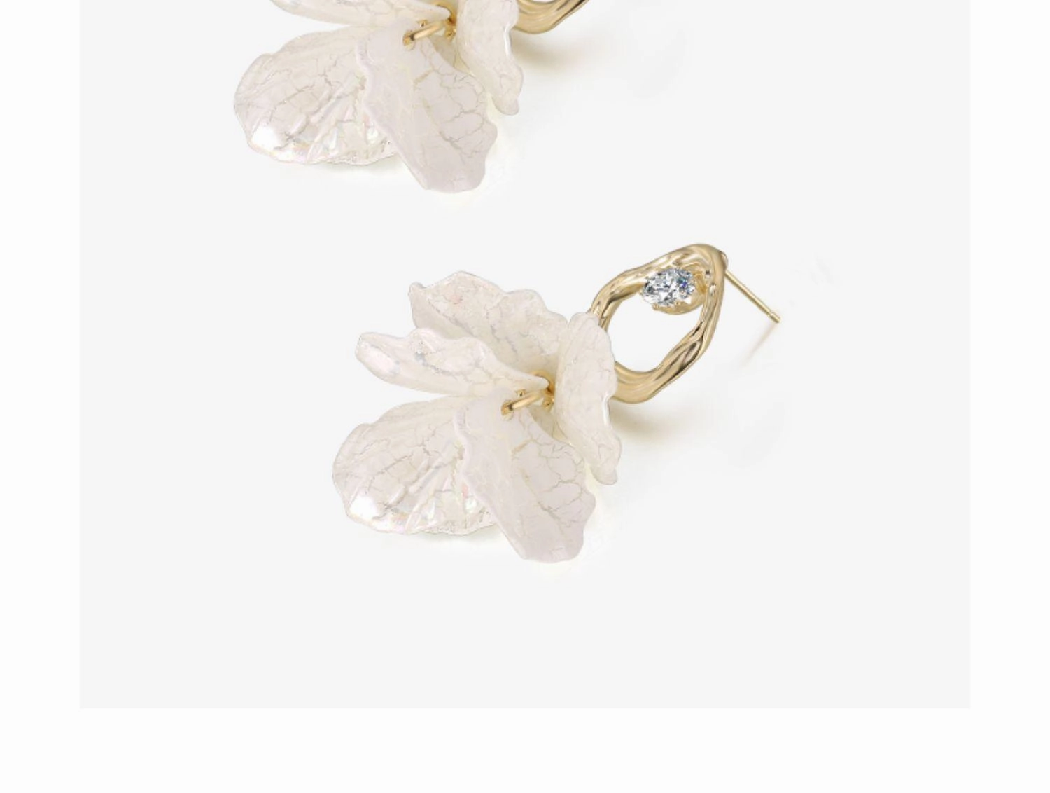 Women's Foreign Style White Petal Earrings Suitable For Silver Pins